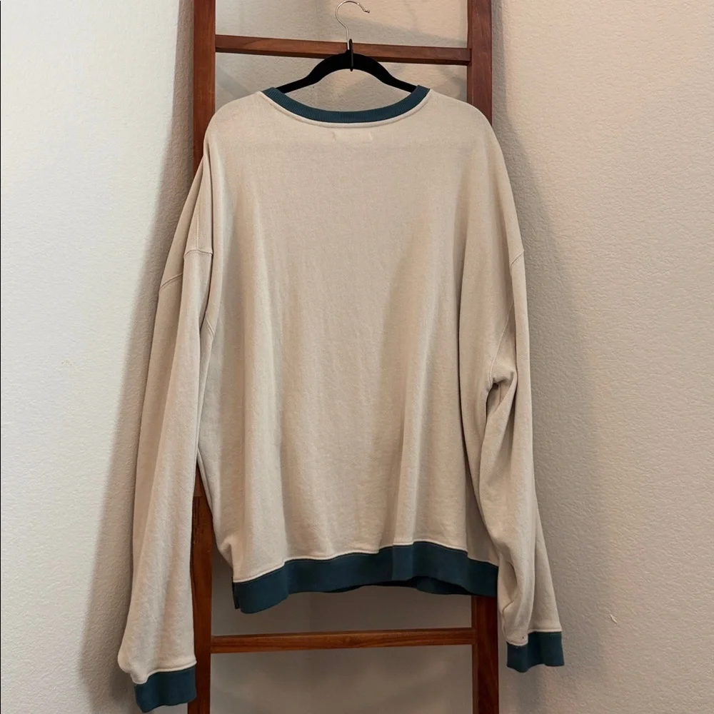 Free People We The Free Classic Crew Colorblock Sweatshirt In Tea Combo Size Med - Picture 4 of 7